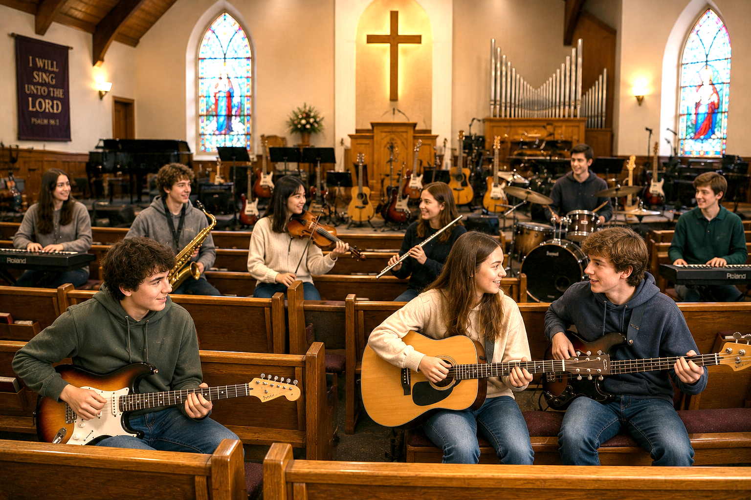 Church worship team guitar repair partnership