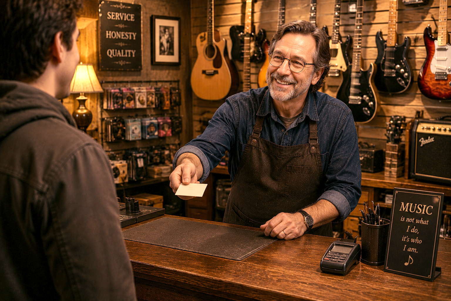 Music store guitar repair partnership