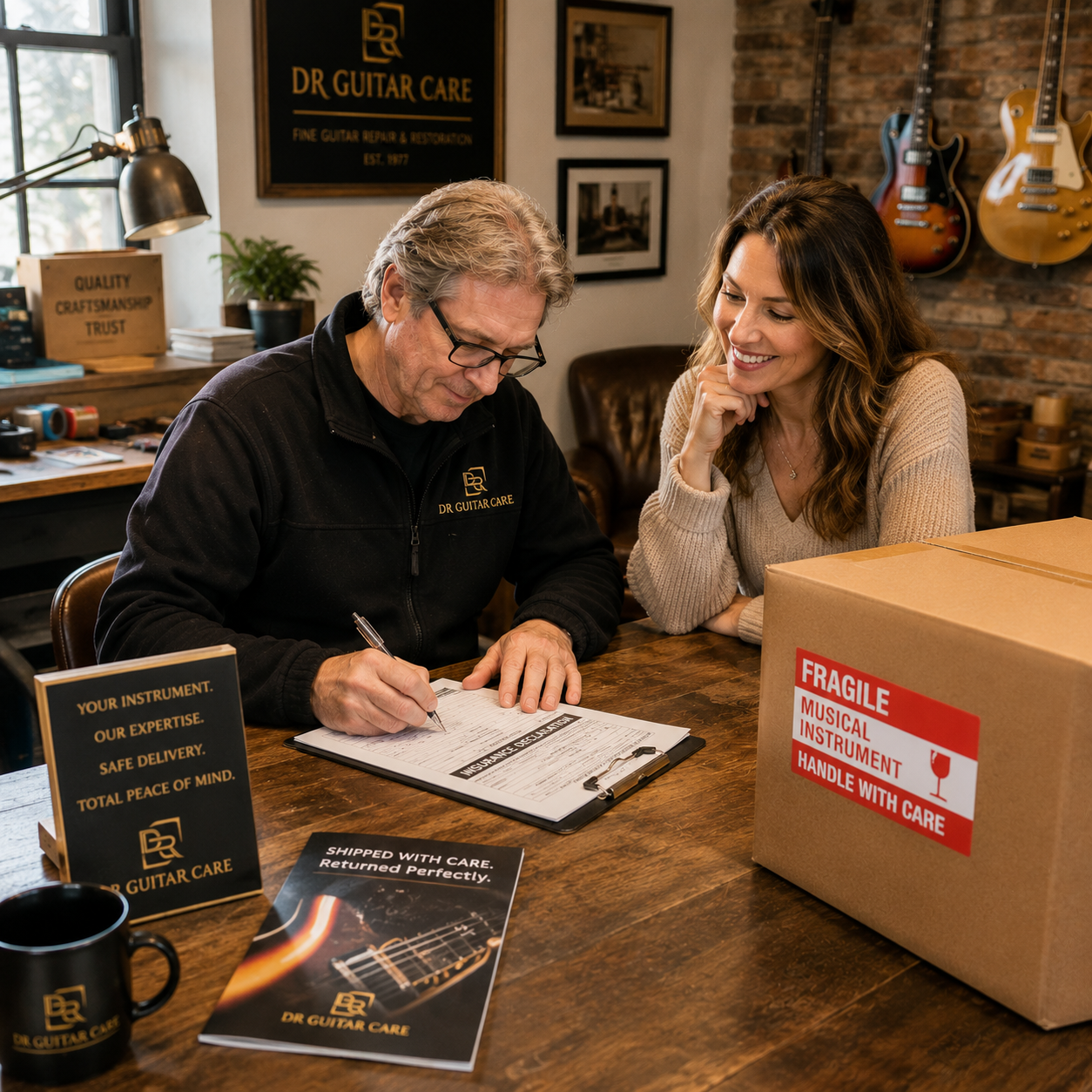 Secure return packing for high-end guitar shipment